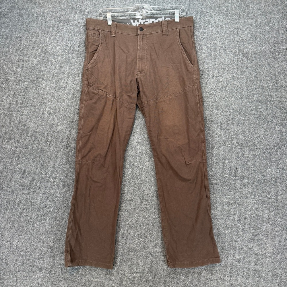 Wrangler ATG Pants Men 34x30 Brown Canvas Stretch Hiking Outdoor Utility Work‎